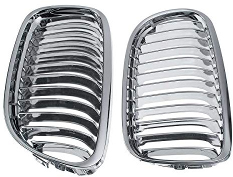 TOOWGM 1 Paar Auto Stoßstange Front Nieren Grill Grill Glänzend Chrom für BMW 3er E90 2009 2010 2011 für LCI 323i 325i 330i 335i
