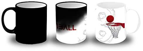 MERCHANDMANIA TAZA MÁGICA Baloncesto canasta deporte balon magic mug. Diseño de KUKYS de Carmen Ubago