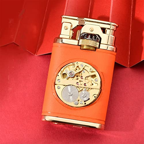 Vintage Petroleum Cool Pipe Feuerzeug Flüssigkeit nachfüllbar, Winddicht wiederverwendbar Antik Classic Flip Feuerzeuge Lederverpackung Einzigartige Geburtstagsgeschenke für Ihn Männer Vater Ehemann