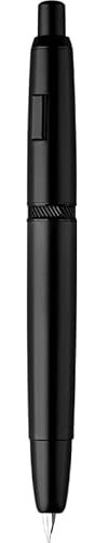 Majohn A1 Matte Black Metal Press Fountain Pen, Retractable Extra Fine Nib 0.4mm with Converter for Office Business Writing (No Clip Version)