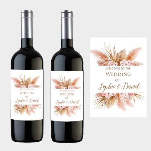 guf Lot de 20 étiquettes de bouteille de vin personnalisées pour mariage, fiançailles, baptême