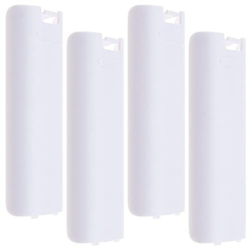 Create idea 4PCS Cubierta de La Puerta Trasera de La Batería Compatible con Nintendo Wii Mando A Distancia de Tapa de Batería de Plástico de Repuesto Color Blanco