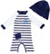 upandfast Baby Jungen Badeanzug mit Sonnenhut UPF 50+ Einteiliger Reißverschluss Kleinkind Badeanzug(Himmelblau,18-24 Monate)