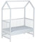 Schardt - Baby Hausbett Micky - Weiß - 60x120cm - Stufenlos Höhenverstallbares Beistellbett - Inkl. Umbauseiten und Sicherheitsgurtsystem