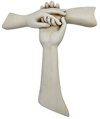 Kreuz Freundschaftskreuz aus weißem Harz Marmor. 13 x 11 cm
