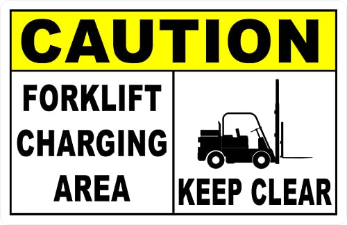 Caution Forklift Charging Area Keep Clear Signs Warning Traffic Road Street Caution Sign Safety Sign Indoor Or Outdoor Signs For Home Office Work 8X12 Inches
