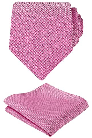 Alizeal Einfarbige Krawatten und Einstecktuch für Herren, Business-Stil, formelle Mode, Krawatte und Einstecktuch, 140-Magenta, Einheitsgröße