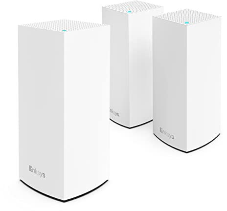 Linksys Blue Label Mesh-WiFi 6-System – 1 x Tri-Band AX4200 Node + 2 x Dual-Band AX5400 Nodes – Internet Gaming Mesh-Router – 80 Geräte, bis zu 760 m² Reichweite, Kinderschutz über die Linksys App