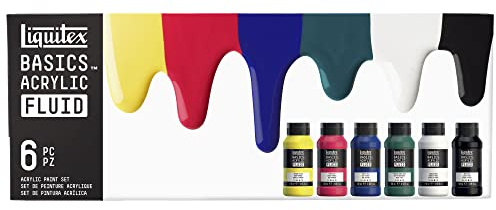 Liquitex BASICS Acrylic Fluid Paint, 6 x 118ml (4-oz.) Bottle Set