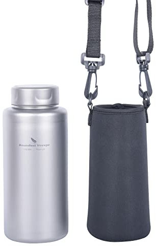 Boundless Voyage Botella de titanio ultraligera de una sola capa, botella de agua deportiva, para acampar al aire libre, bebida, boca ancha, titanio, cantimplora Ti3013D