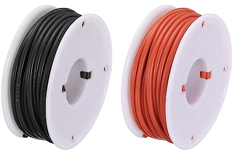 sourcing map 18AWG Elektrisch Draht 0,82mm² Batterie-Elektrokabel Leitungen 7,5m pro Rolle Litzendraht Kabel Verzinkt Kupferkabel Silikonkabel Jumper Wire für DIY Modelle Anschluss, Schwarz/Rot