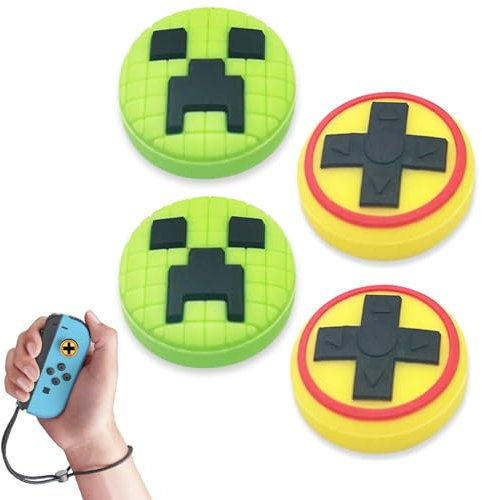 XPOOP 4 Piezas Controlador Analógico de Silicona, Protectora de Botones de Silicona, Joystick Cap Cover, Funda de Silicona Suave Compatibles con Nintendo Switch (Verde, Amarillo)