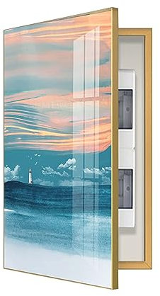Couvercle de Panneau Électrique Décoratif, Hide Meter, Couvercle de Panneau Électrique Mural, Disponibles, Idéal pour Votre Maison,C(Gold),40×60cm