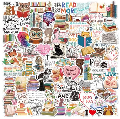 100 Stück Lese-Aufkleber, motivierendes Zitat, Buch-Aufkleber, trendige, wasserdichte Vinyl-Aufkleber für Wasserflaschen, Bücher, Laptops, Aufkleber für Kinder