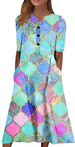 Robe Femme Enceinte Bohème Col en V Elégant Taille Haute Manches Courtes Décontractée A-Ligne Casual Robe Maxi De Cocktail Élastique Taille Haute Robe Sexy Femme