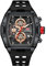 rorios Tonneau Armbanduhren für Herren Mode Multifunktional Uhr Analog Quarz Herrenuhren Punk Chronograph Uhren für Männer mit Silikon Armband Schwarz A