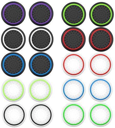 20Pcs Controller-Zubehör Schutzabdeckung, Joystick Kappen Thumb Grips, Thumbstick Kappen Grip Set Caps für Xbox One Series X/S, PS4, PS5 Controller (10 Farben)