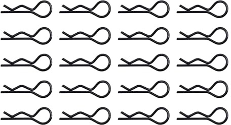 Karosserieclips 23,7mm schwarz 20 Stück - 1,2mm Drahtstärke - rcbay | Body Pins Clips Federstecker Sicherungsklammer