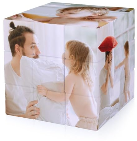 Personalisierter Zauberwürfel Foto, Personalisierte Rotierenden Cube mit 6 Fotos, für Kinder, Familie, Freunde, Geburtstag, Weihnachten, Personalisiertes Geschenk