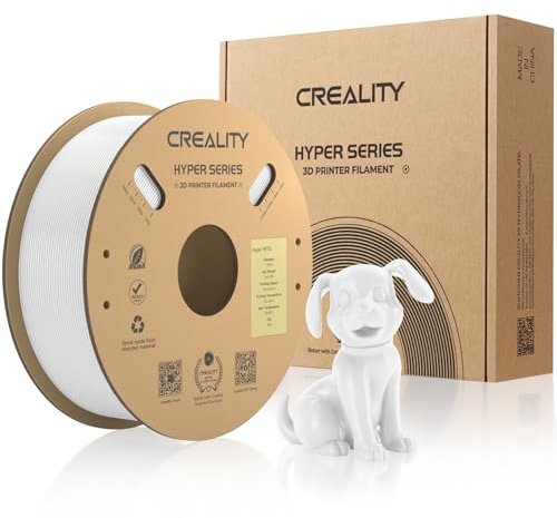 Creality Hyper PETG Filament 1,75 mm Hochgeschwindigkeit 50 – 600 mm/s, 3D-Druckerfilament Maßgenauigkeit +/- 0,02 mm, 1 kg Kartonspule (2,2 lbs), passend für die meisten FDM 3D Drucker - Weiß