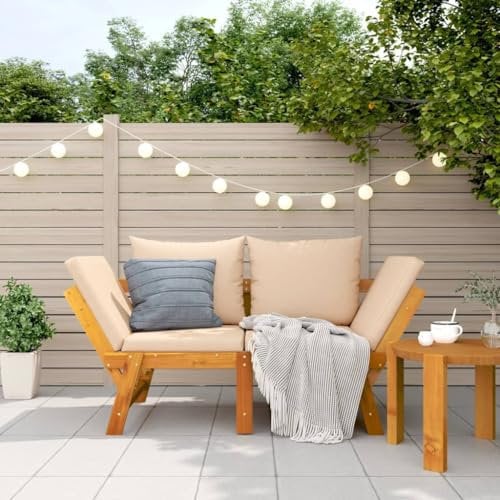 Festnight Gartensofa mit Liegefunktion Liege Bank Holz 2 Sitzer Holzbank Liegebank Sofa Liege Outdoor Balkon Sofa Bank Gartenbank Sonnenliege Gartenliege Liegesofa Balkonmöbel Multifunktionsliege