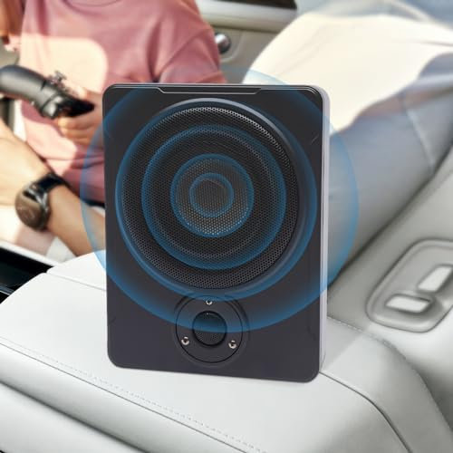 Auto Untersitz Subwoofer Kompakt Kfz Aktiv Bassbox Amplifier Mit Kabelset VerstäRker Bass Kompaktes Aktives Unter Sitz Pkw Aktivbass Aktivsubwoofer Kompakter Untersitzbass Underseat Schwarz 600Watt