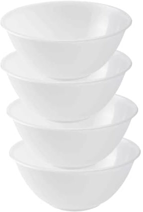 Homeshopa Plastic Mixing Bowl, 2 Litre 4 Pk Reusable Kitchen Cooking Serving Bowl, Non Slip Base, Compact & Stackable, Popcorn Salad Bowl for Food Prep Baking, Dishwasher Safe, 20cm Clear