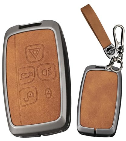Ysbxitu Schlüsselhülle für Discovery Sport Gehäuse der Fernbedienung Cover kompatibel mit Range Sport Rover Evoque sport jaguar XF XE F-pace keyless go schutz autoschlüssel box A Braun