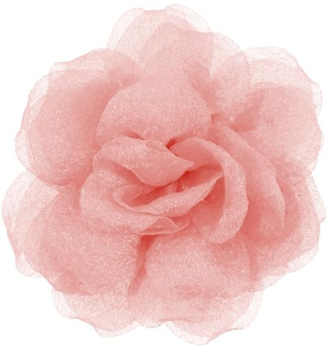 Mecool 4.33 Chiffon Rose Hair Clip for Weddings Party Brooch Pins Corsage Hair Head Clip | Hair Jewellery Barrette Hair clips Women Accessories | Flower Hair Clips Girls | Wedding Flowers-Peach