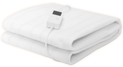 HOMASIS Heizdecke, elektrisch Wärmeunterbett mit 2/4/8/12-Stunden-Timer, Abschaltautomatik, 4 Wärmestufen, Überhitzungsschutz, Fernbedienung, maschinenwaschbar Wärmedecke (80 x 150 cm)
