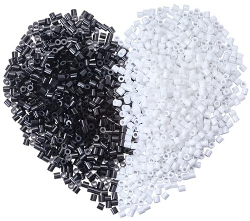 SOFPLATE 1 Box Mit 2000 Stück Bügelperlen Großpackung 5mm Schmelzperlen Bastelperlen Schwarze Und Weiße Kunststoffröhre Schmelzkompatible Perlen Hama Perlen Nachfüllungen Für Heimwerkerarbeiten Handg