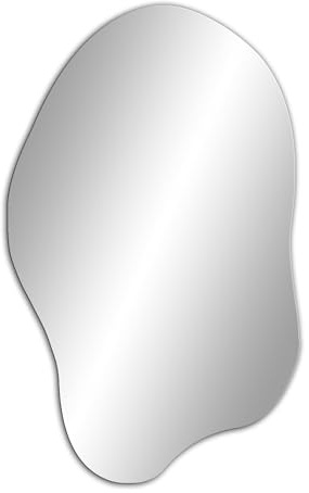 Ramix Asymmetrisch Spiegel, Rahmenloser, Spiegelfliese, Wandspiegel, Badspiegel, Zimmer, Größe: 90 x 55 cm