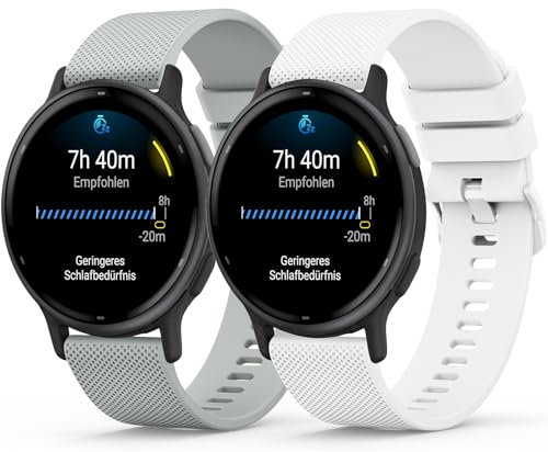 Oumida Lot de 2 bracelets de rechange pour Garmin Vivoactive 5/3, Venu 2 Plus/Sq 2 Music, Forerunner 55/165 - 20 mm - En silicone - Pour homme et femme