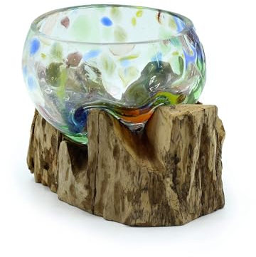 Molten Glass on Wood Molten Coloured Glass on Wood Small Bowl