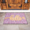 Vapinity Large Purple Embossed Coir Door Mat 45 x 75cm 'Hello' Print – Natural Coconut Fibre, Front Door Welcome Mat with Non-Slip Backing, Durable Eco-Friendly Dirt Trapper Boot Scraper Outdoor