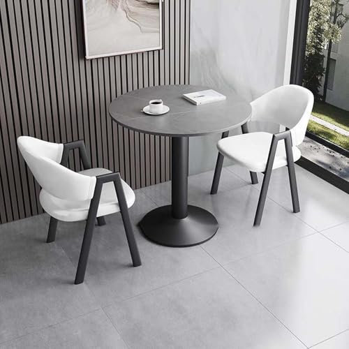 FAXJRU Esstische Rund mit 2 Stühlen, Essecke Komplett Set, Couchtisch, Tisch Klein Esstisch und Stuhlset, for Familienfreizeit, Geschäftsverhandlungen(White,70CM/27.6IN)