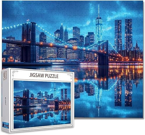 Puzzle 5000 Teile New York Puzzle Erwachsene Groß Panorama, Klassische Schwerpuzzle PäDagogisches Spiel Herausforderung Impossible Kunstpuzzle, Compact Box Mit Poster Geschenke für Frauen/MäNner Q-6