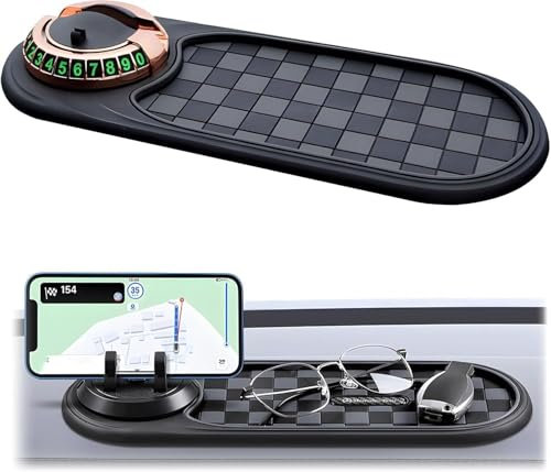 Multifunction Car Anti-Slip Mat Auto Universal Phone Holder, 3 In 1 Auto Anti-Rutsch-Pad, Handyhalterung Auto, Silikon-Matte Telefonpad für Autodekorationen, Brillen, Handys Verwendet (B)