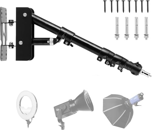 Goshoot Ring Licht Wandhalter 110 cm, Dreieck Ausleger Arm | für Friseur, Schönheitssalon, Live Streaming, Tattoo, Fotografie Studio, Unterstützung 180 ° Drehung