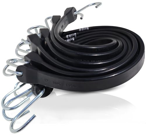 Spanngummi-Set (6x40cm) Schwarze Expander EPDM-Spanngummis mit S-Haken, Starke Outdoor Gummis, UV-beständig