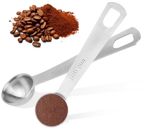 2 Stück Mini-Messlöffel, 5ml Messlöffel Edelstahl, Kaffeelöffel Portionierer, Kaffeedosierlöffel, Gewürzlöffel, Esslöffel Teelöffel, für Backen und Kochen in der Küche zu Hause Messen
