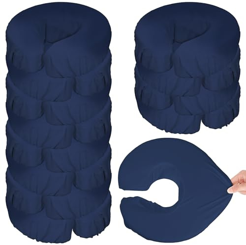 HFZCV 12er Set Kopfpolsterbezüge für Massage, Wiederverwendbare Kopfstützenbezüge aus Mikrofaser mit Gummizug, Waschbar und Pflegeleicht, für Massageliegen, Nackenkissen, Dunkelblau