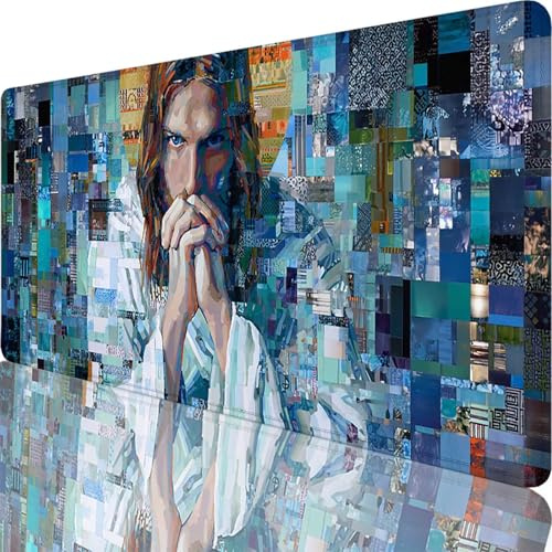 Tapis de Souris Bleu 600 x 400 x 4 mm Grand Tapis de Souris XXL Abstrait sous Main Bureau Gamer, à Bords Cousus, Base en Caoutchouc Antidérapante Mouse Pad pour PC, Portable, Decoration Maison l-5886