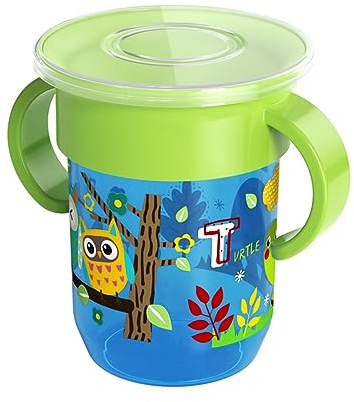 ZEPFJHE Tasse d ' entraînement avec Bec verseur à 360 degrés, poignée antidérapante, Bouteille d ' Eau pour bébé de 260ml, Formation Infantile, Dessin animé, Apprentissage de la Boisson