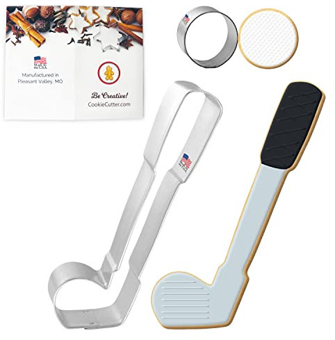 Hole In One Cookie Cutter 2 Pc Set – Golf Club, Round Ball Cookie Cutters Hand Made in the USA from Tin Plated Steel
