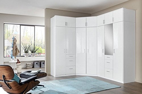 Beauty.Scouts Kleiderschrank Kombination Boca Grande 6-TLG, Schrankwand, Hochglanz weiß, 320x241x95 cm
