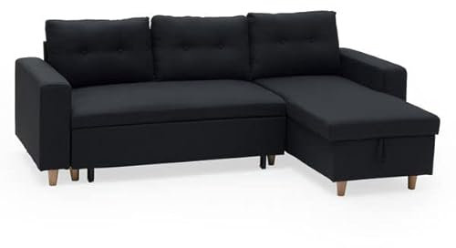Happy Garden Sofá esquinero Convertible de 3 plazas Wade de Color Gris Antracita. Sofá Chaise Longue Reversible con canapé.