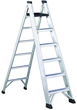 Svelt Scala Alluminio 6 gradini, Professionale, Leggera e Robusta Doppia a Gradini e Pioli a Due Tronchi di Salita