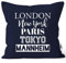 MoonWorks® Kissen-Bezug London Paris New York Tokyo Deine Stadt Dorf Ort Ortsname Kissen-Hülle Deko-Kissen Baumwolle Navy Unisize