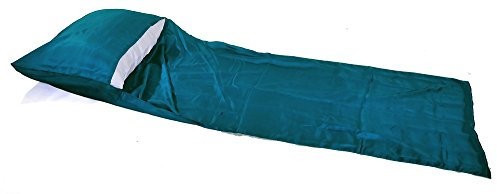 Marycrafts Seidenschlafsack Aus 100% Naturseide, Hüttenschlafsack Inlett Sommerschlafsack Aus Echter Seide 210 x 84 cm (Blau 1)